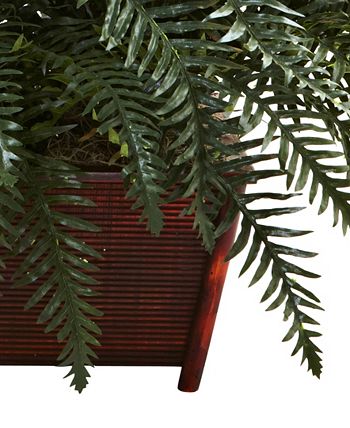 Nearly Natural - River Fern w/ Wood Planter
