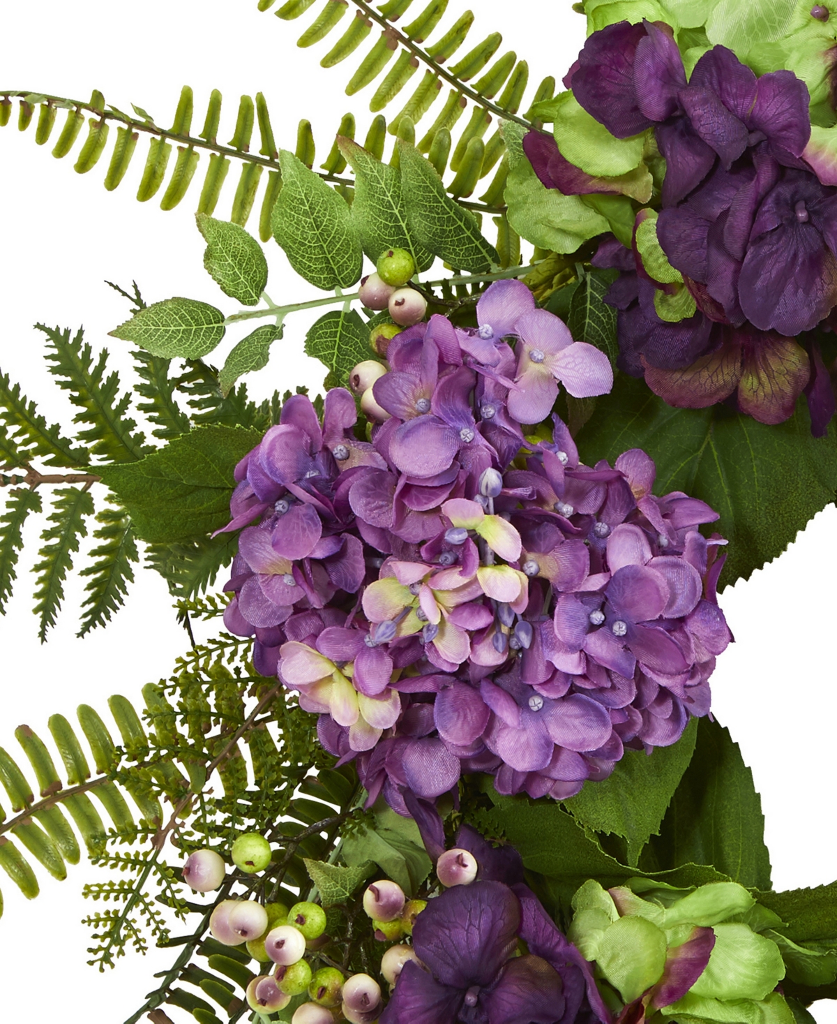 NEARLY NATURAL 24" HYDRANGEA BERRY WREATH 