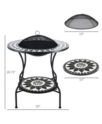 30" 3-in-1 Outdoor Fire Pit Dining Table and Ice Bucket with Shelf