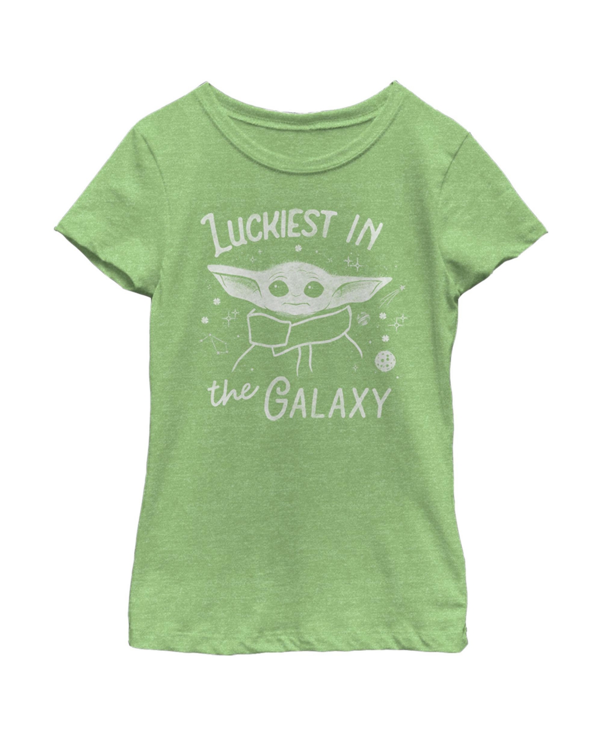 Disney Lucasfilm Girl's Star Wars: The Mandalorian The Child Luckiest In The Galaxy Child T-shirt In Green Apple