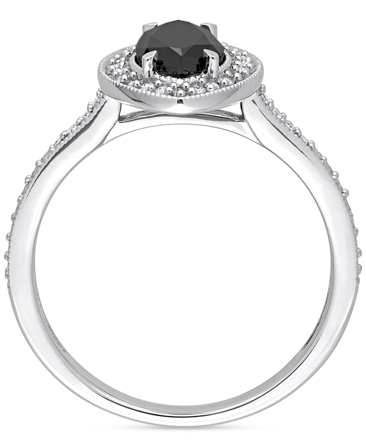 Black Diamond (1 ct. t.w.) & White Diamond (1/4 ct. t.w.) Marquise-Cut Halo Engagement Ring in 14k- White Gold