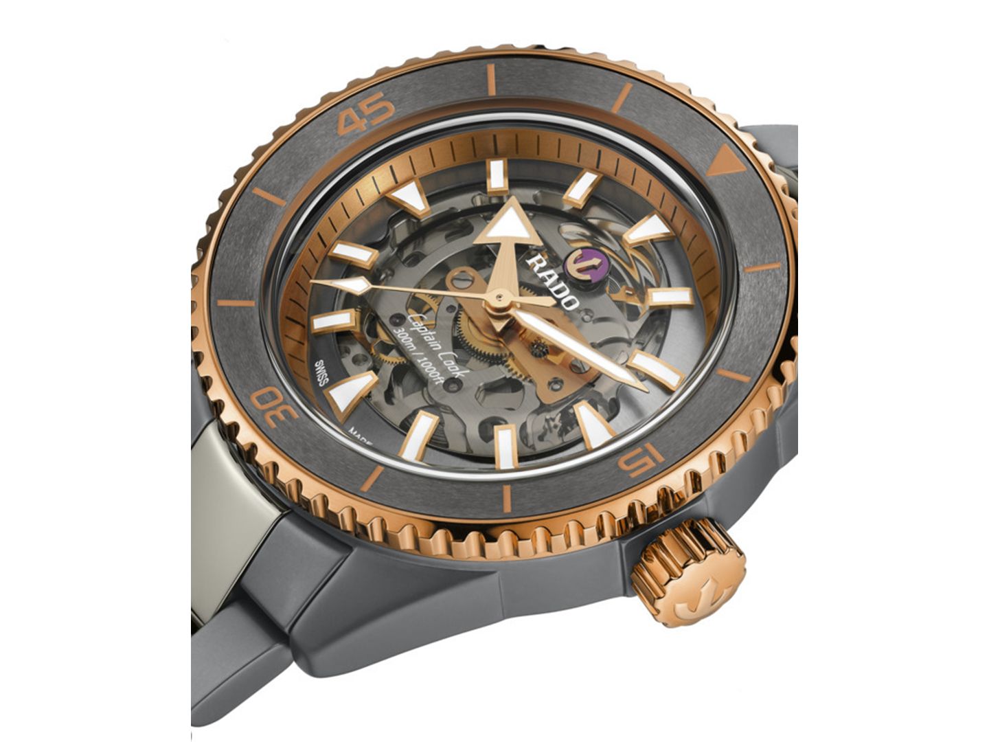 Мужские часы Rado Swiss Automatic Captain Cook Skeleton Gray High-Tech Ceramic & Titanium Bracelet Watch 43mm — фото 2