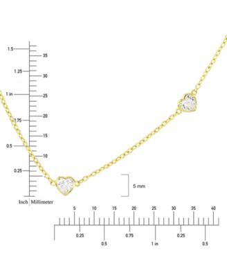 Cubic Zirconia Heart Station Collar Necklace, 16" + 2" extender