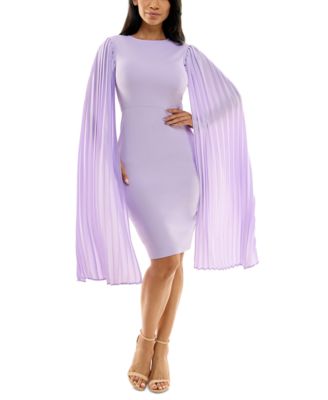 Bebe - Juniors' Pleated Cape-Sleeve Fitted Midi Dress