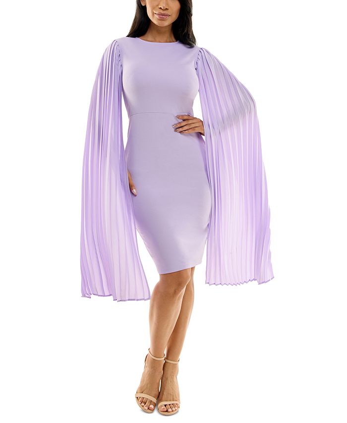 Bebe Pleated Cape Sleeve Fitted Midi Dress Macy s