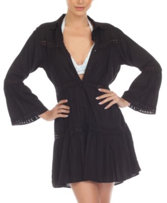 Raviya - Women's Lace-Inset Button-Front Dress Cover-Up