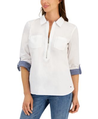 Tommy Hilfiger - Women's Cotton Zippered Utility Shirt