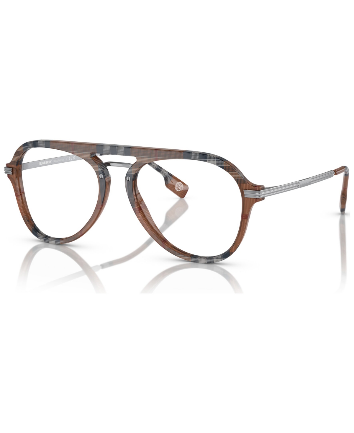 Men's Pilot Eyeglasses, BE2377 55 - Check Brown