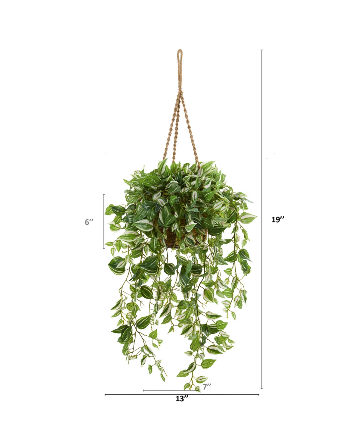 NEARLY NATURAL 51" WANDERING JEW ARTIFICIAL PLANT IN HANGING BASKET REAL TOUCH 