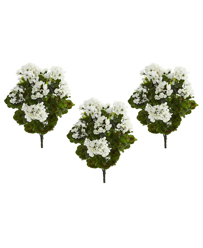 Nearly Natural 3Pc. Geranium UVResistant Indoor/Outdoor Artificial