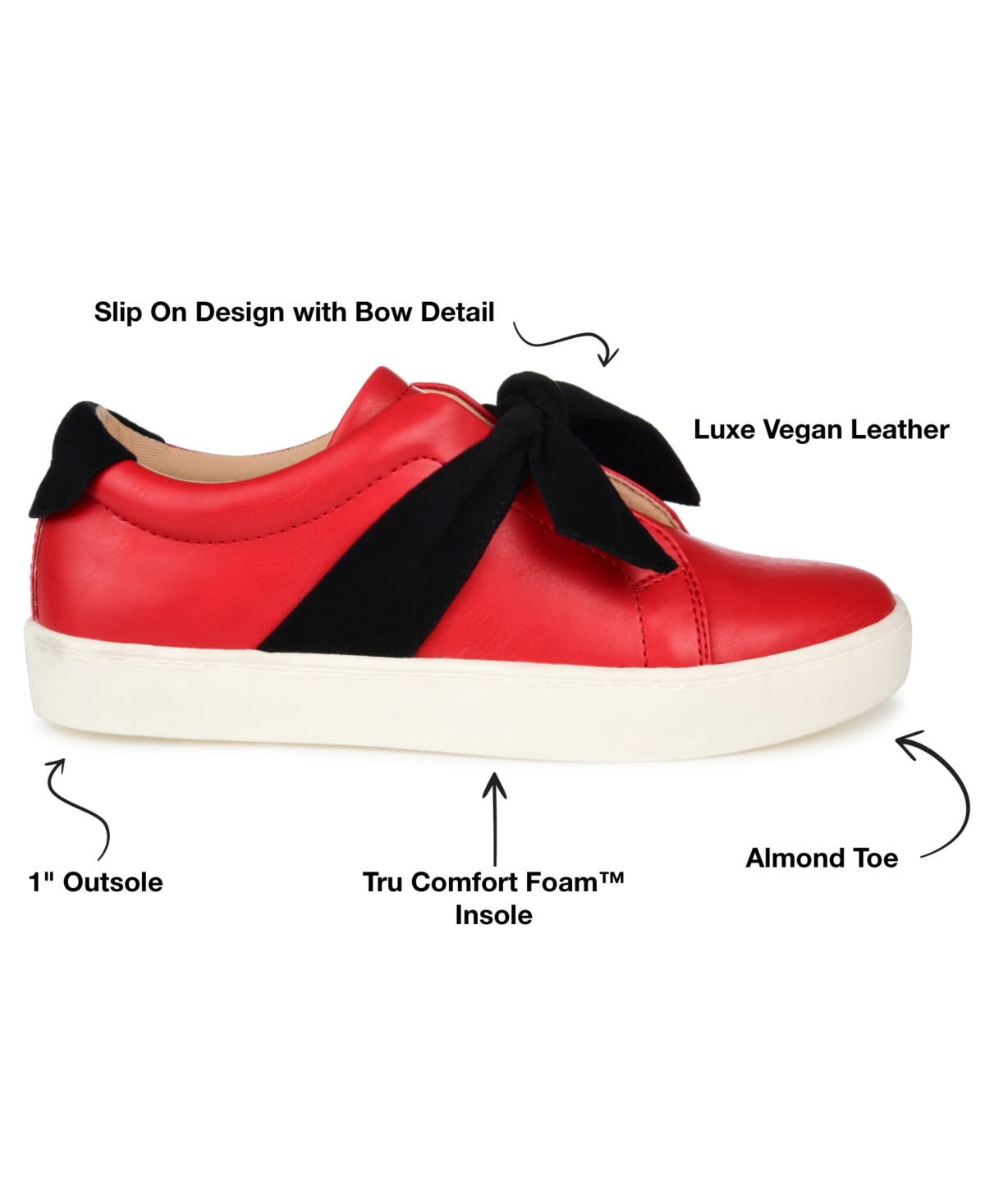 Journee Collection Women's Abrina Bow Detail Slip On Sneakers