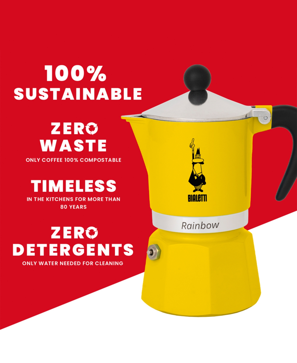 Bialetti Rainbow 139 ml 3 Cups Coffeemaker In Yellow