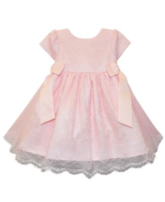 Blueberi Boulevard Baby Girls Lace Short Sleeve Dress with Bows - Macy's