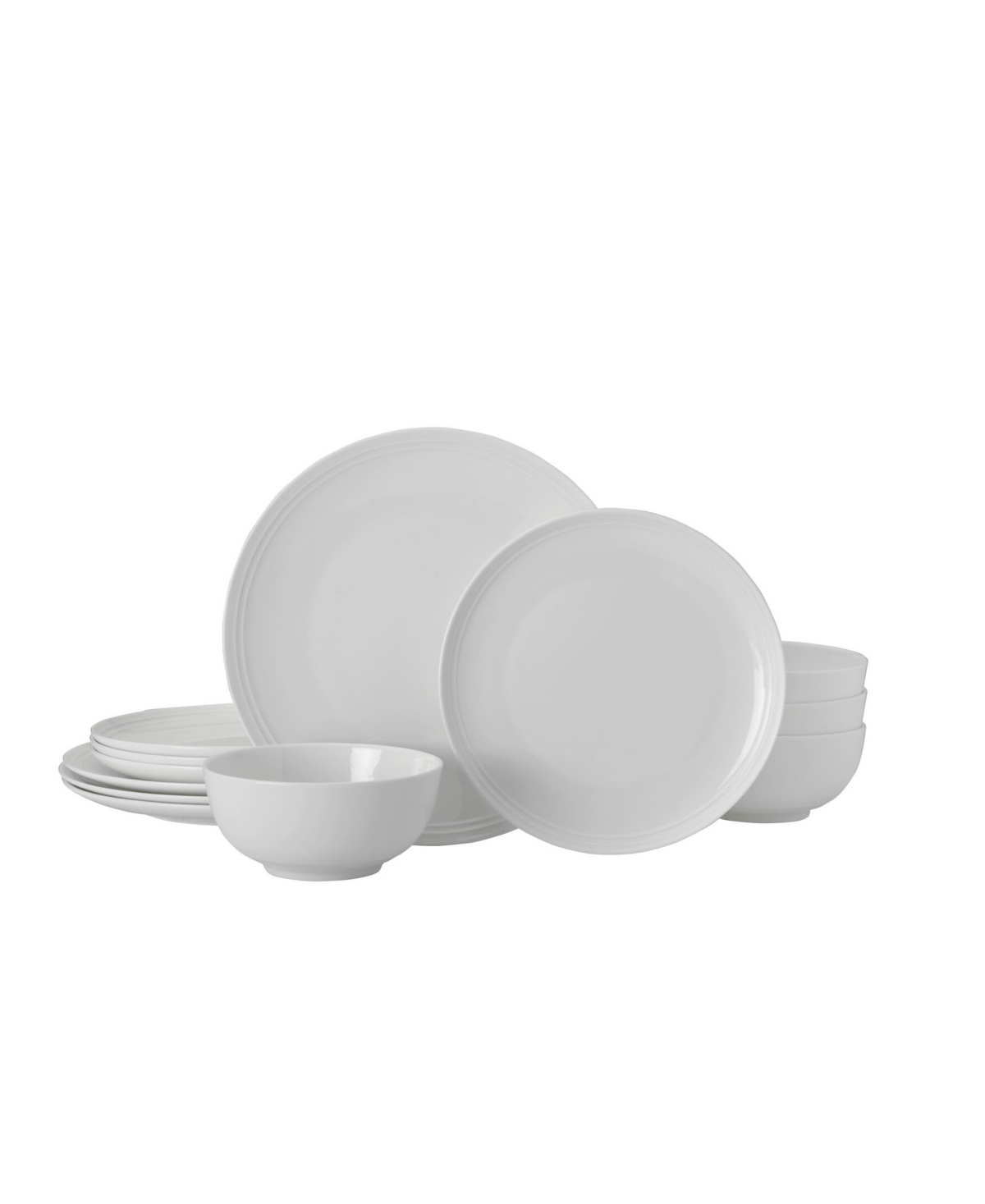 Mikasa Kyler Bone China 12 Piece Dinnerware Set, Service For 4 In White