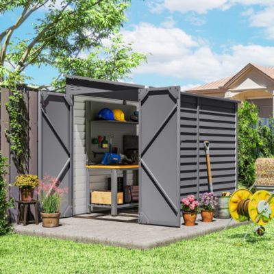 4.6&#39; x 9&#39; Metal Outdoor Storage Shed with Lockable Doors