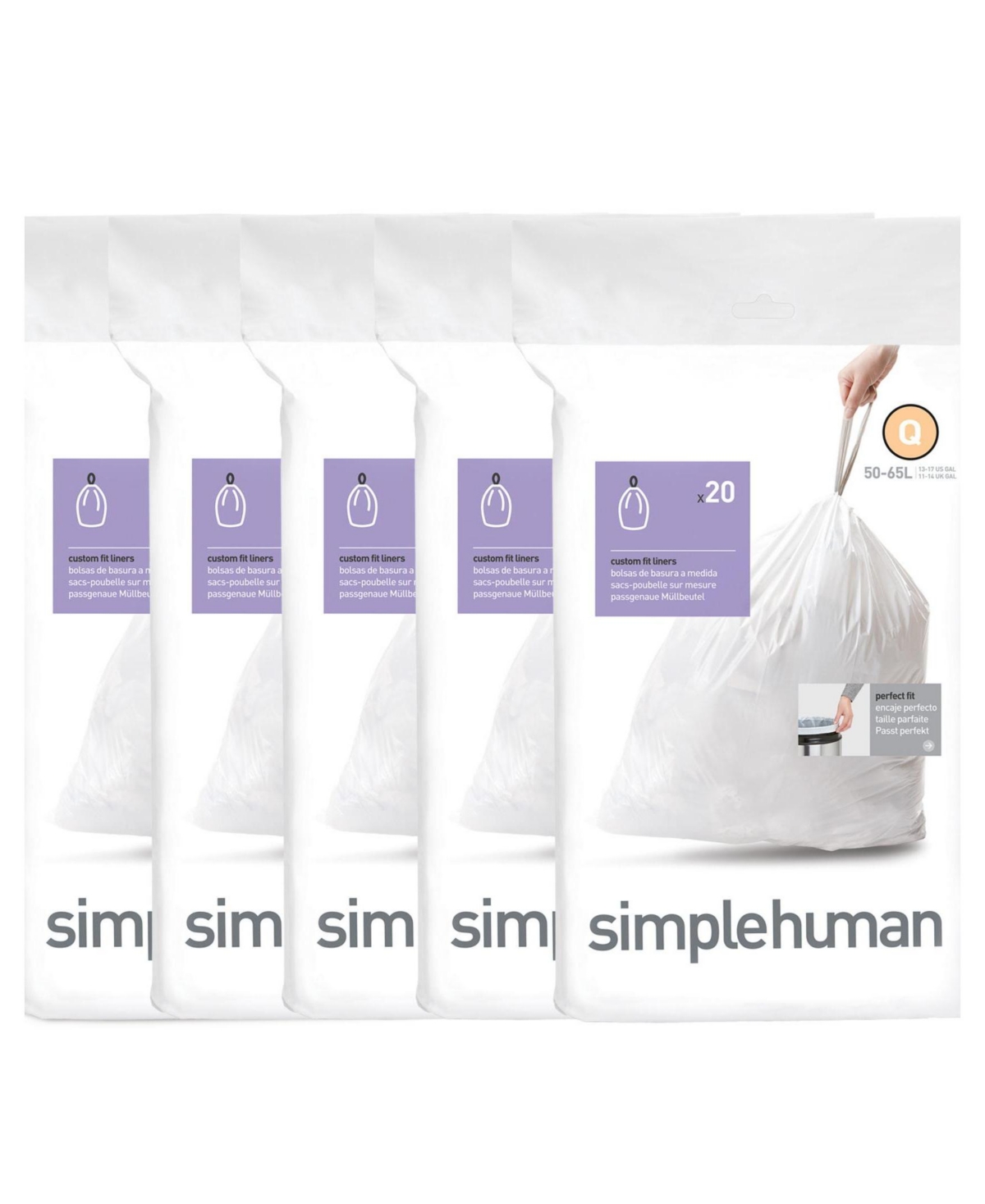 Simplehuman Code Q Custom Fit Liners, Pack Of 100 In White