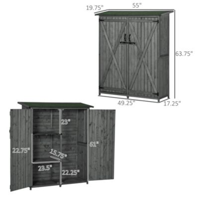 Wooden Garden Storage Shed w/ Asphalt Roof, Shelves & Lock Backyard