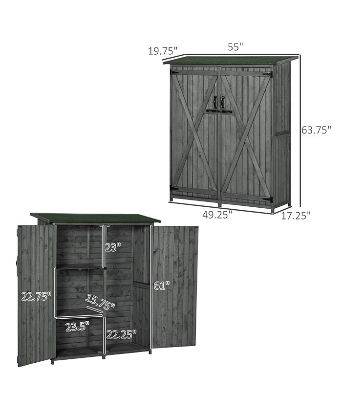 Outsunny Outdoor Storage Wooden Garden Shed Utility Tool