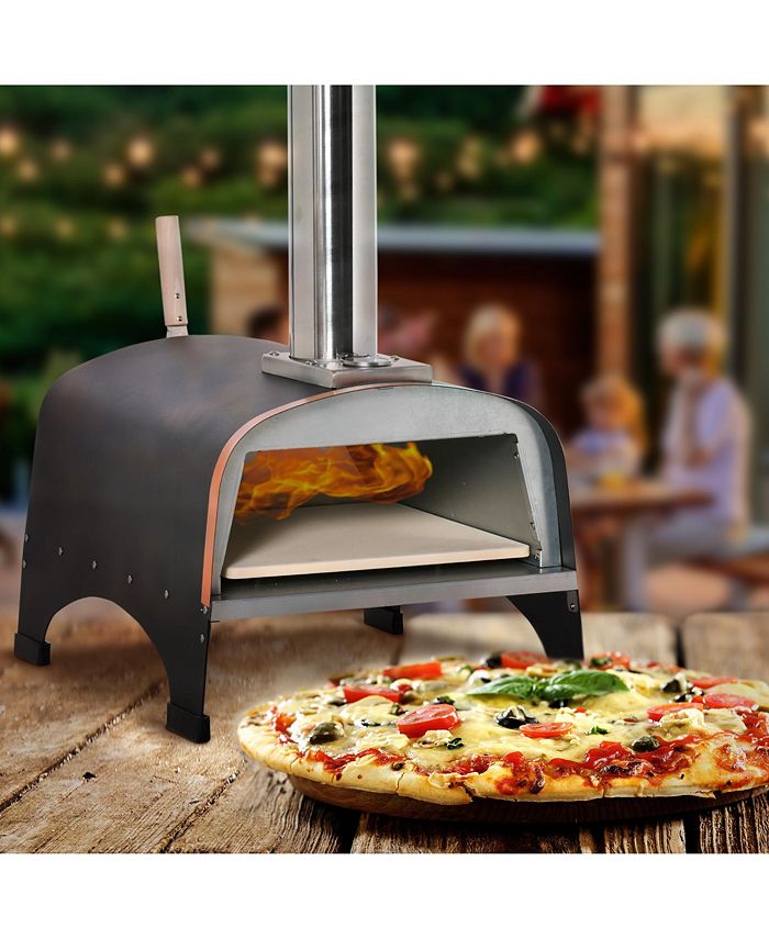 Outsunny Outdoor Portable Pizza Oven Wood Pellets Fired Pizza Stone