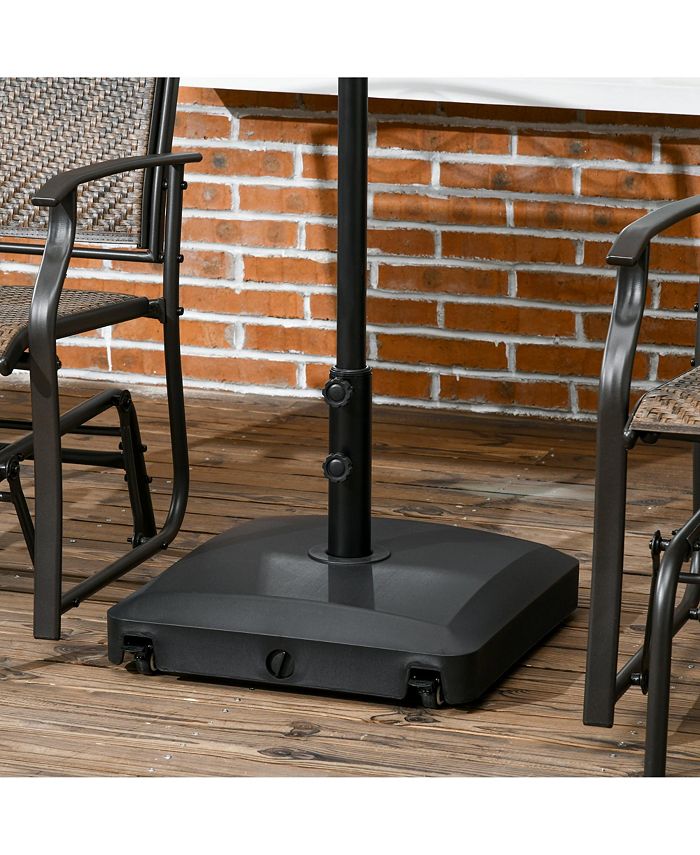 Outsunny Patio Umbrella Base with Wheels, 53lbs Water or 66lbs Sand