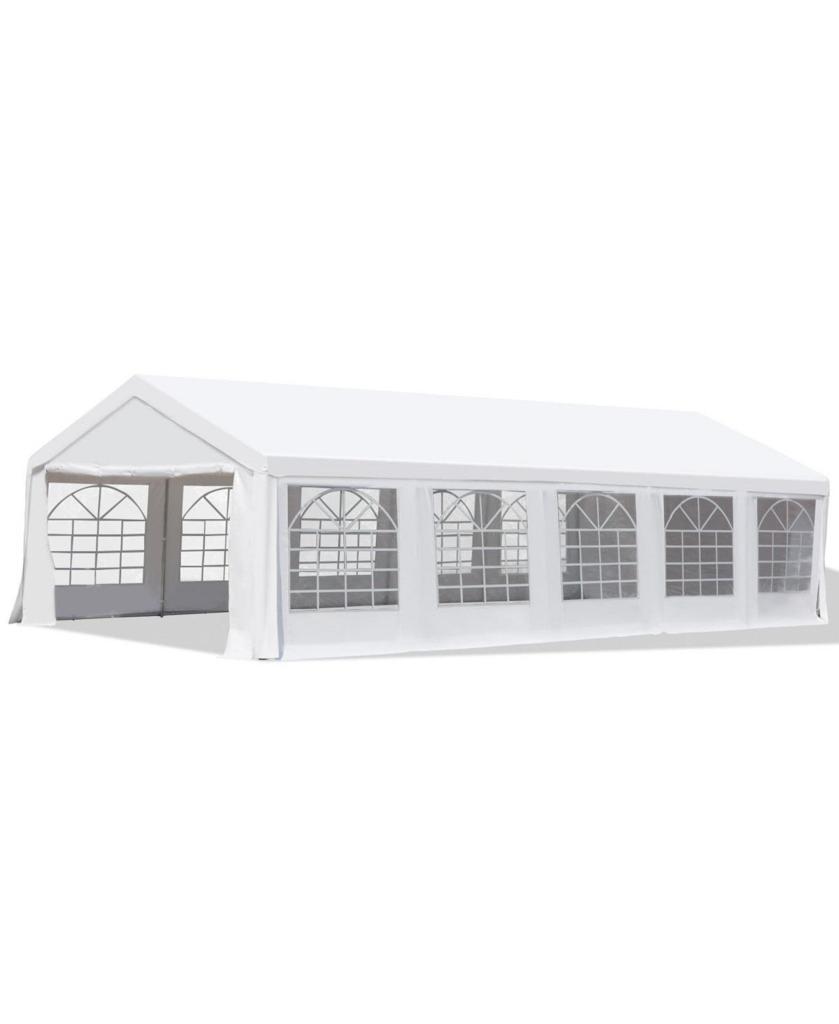 16' x 32' Large Outdoor Carport Canopy Party Tent with Removable Protective Sidewalls & Versatile Uses, White - White
