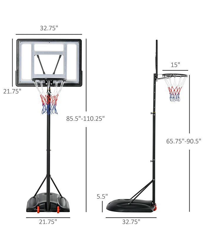 Soozier Basketball Hoop System Stand with Height Adjustable 5.5FT7.5FT