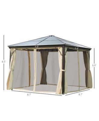 10x10 Polycarbonate Hardtop Gazebo, Gazebo Canopy with Aluminum Frame, Curtains and Netting for Garden, Patio, Backyard, Beige