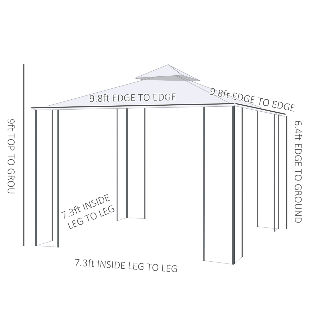 Outsunny 10' x 10' Steel Outdoor Patio Gazebo Canopy with Removable Mesh Curtains, Display Shelves, & Steel Frame, Cream- White