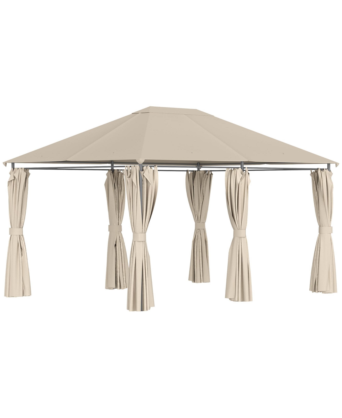 10' x 13' Outdoor Patio Gazebo Canopy Shelter with 6 Removable Sidewalls, & Steel Frame for Garden, Lawn, Backyard and Deck, Khaki - Beige