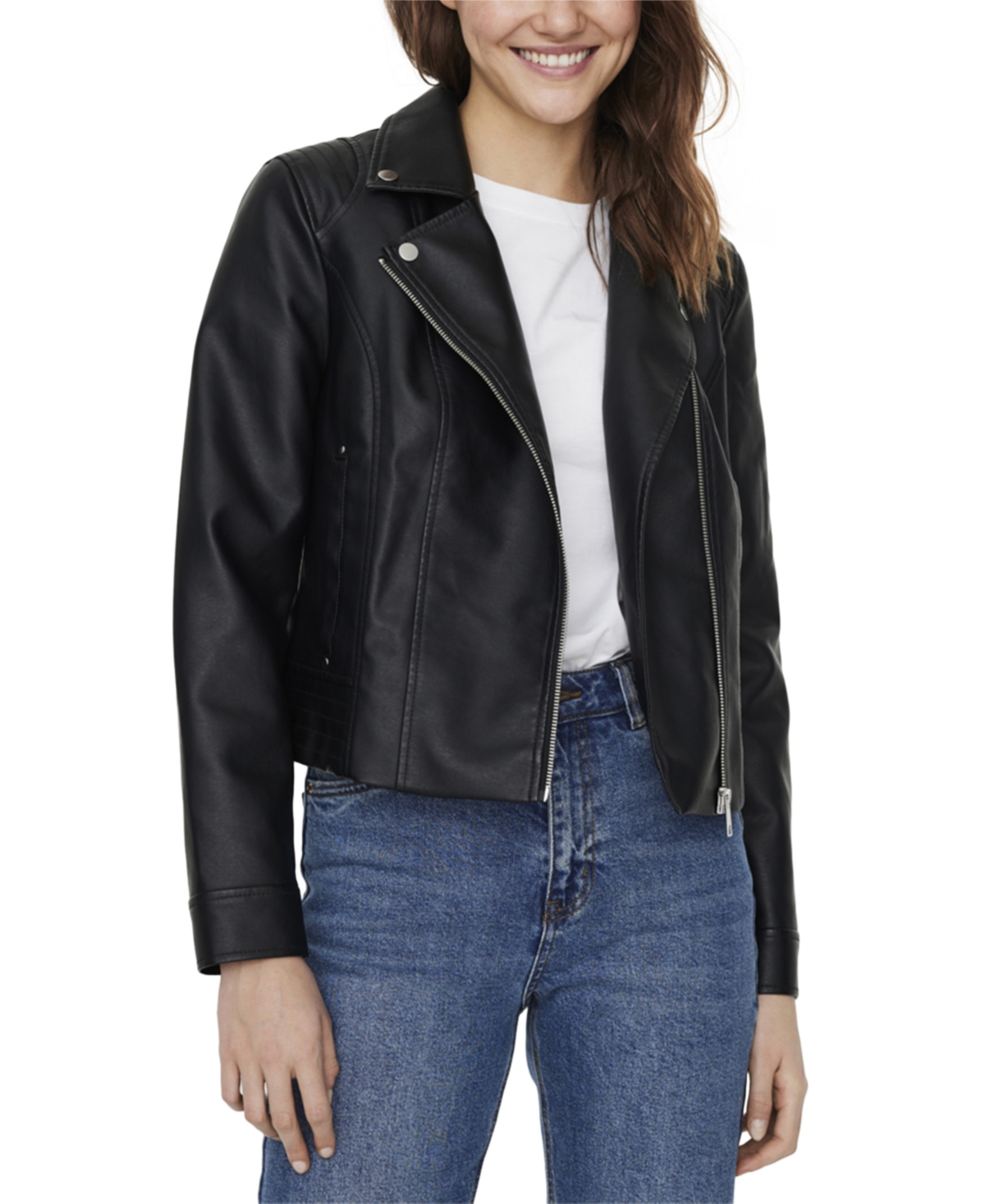 commentator Benodigdheden charme Vero Moda Ramon Crop Faux Leather Jacket In Black | ModeSens
