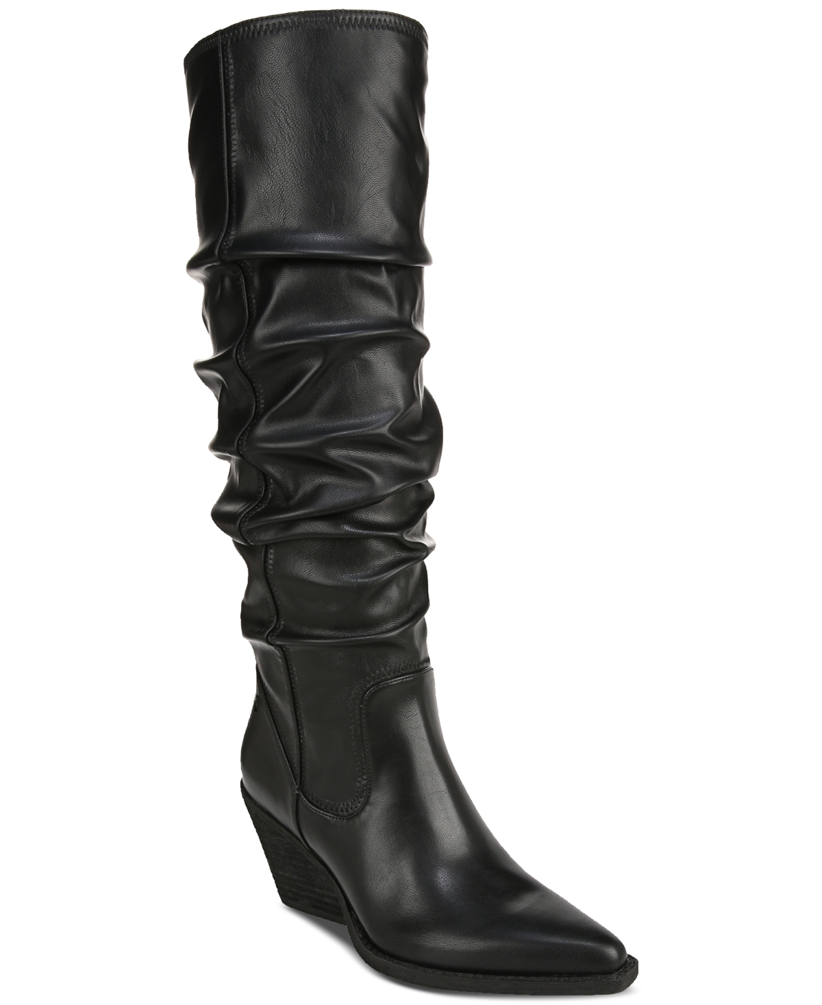 Women's Riau Slouchy Pointed-Toe Knee-High Western Boots - Black Leather