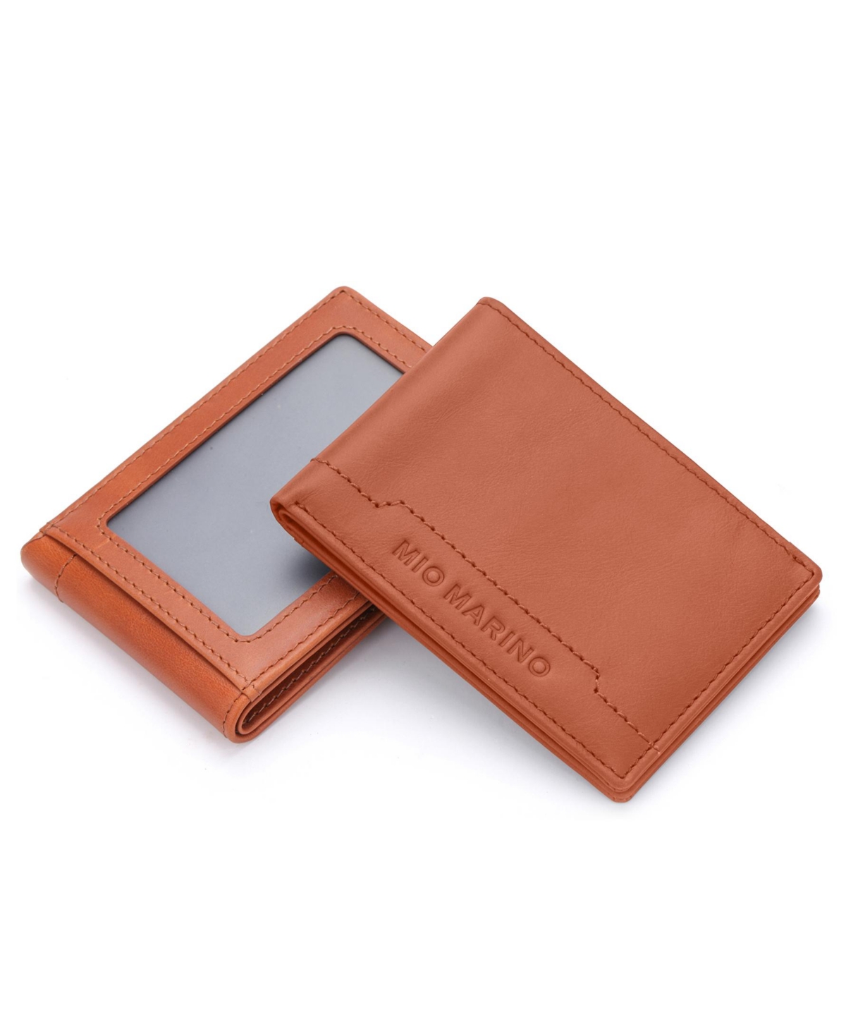 Men's Stitched Bifold Leather Wallet - Medium Brown