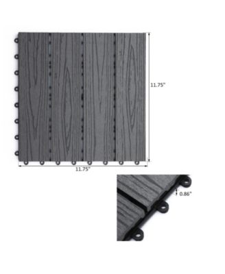 12" 11pc Wood-Plastic Composite Flooring Deck Interlocking Tiles