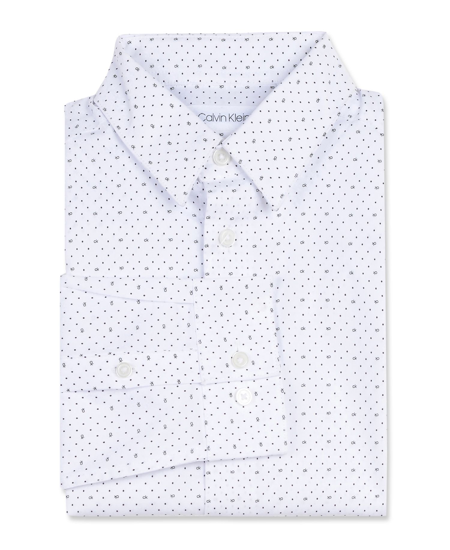 Big Boys Husky Slim-Fit Stretch Logo Dot-Print Dress Shirt