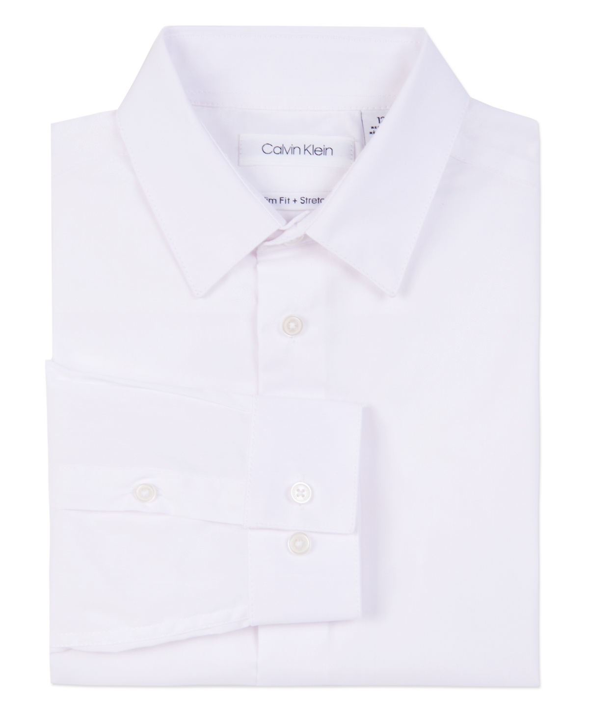 Calvin Klein Big Boys Husky Solid Stretch Poplin Shirt In White