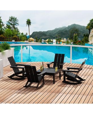 5-Piece Modern Adirondack Outdoor Rocking Chair with Side Table Set