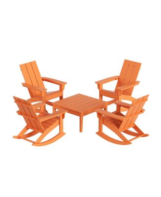 5-Piece Modern Adirondack Outdoor Rocking Chair with Side Table Set