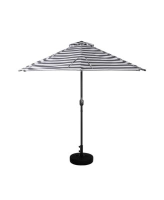 9 Ft Outdoor Half Market Umbrella with Black Round Weight Base Set