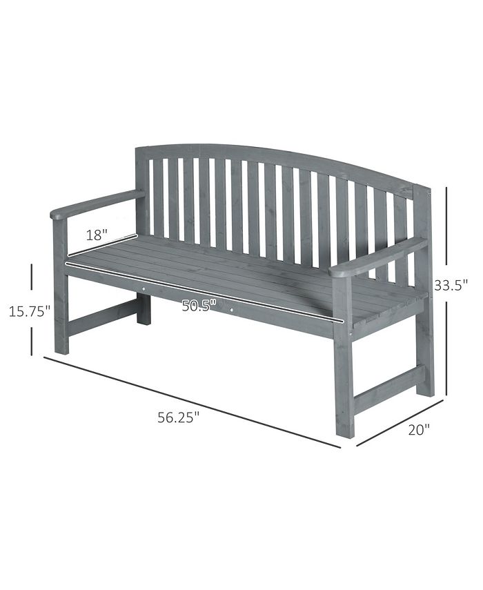 Outsunny 56" Outdoor Wood Bench, 2Seater Wooden Garden Bench with
