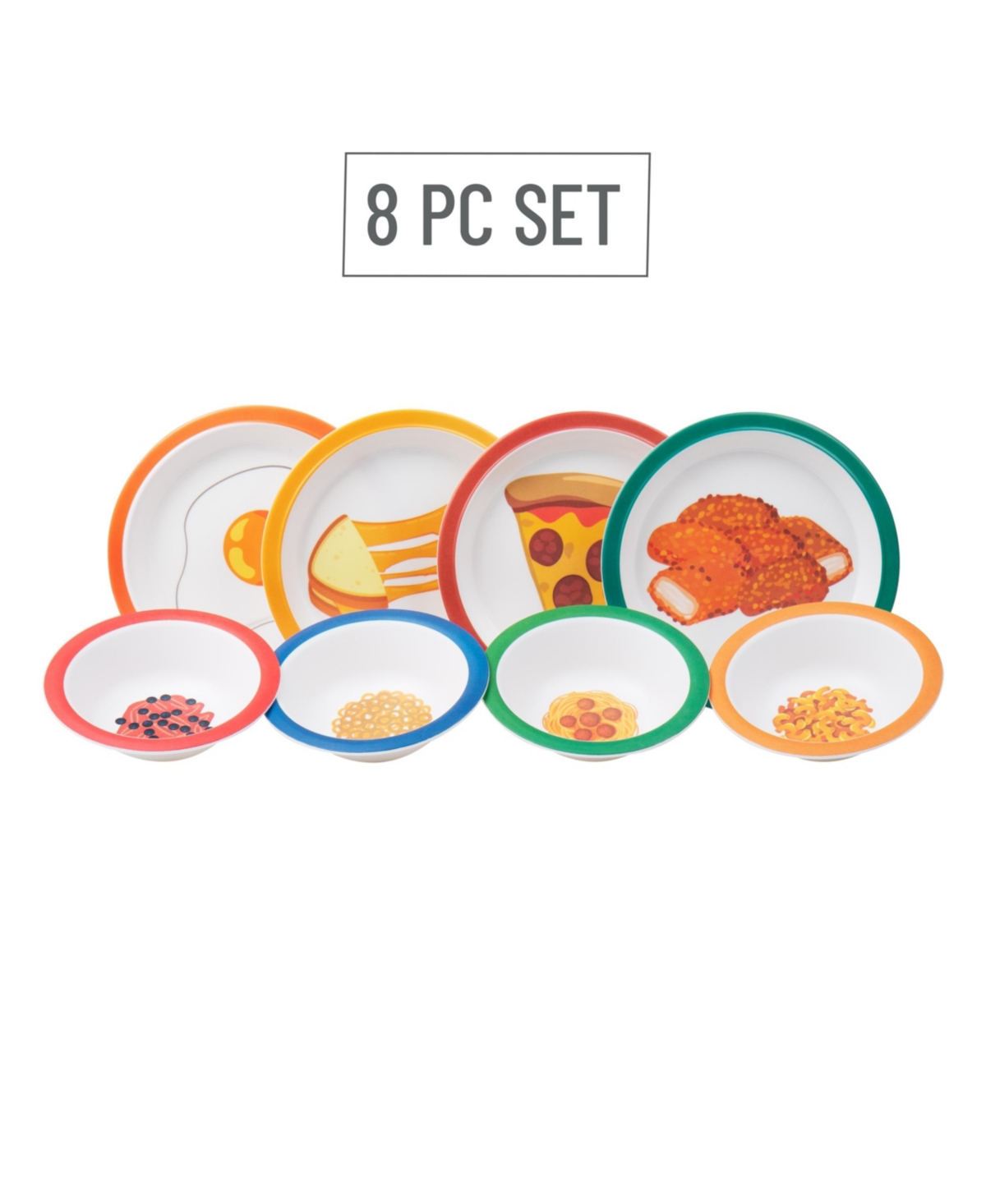 Shop Mind Reader Bon Appetite Collection, Kids Plate And Bowl Set, Kitchen, Serveware, Set Of 8 In Multi
