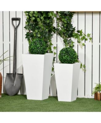 2-Pack MgO Flower Pots with Drainage Hole, Outdoor Planters