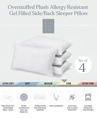 Signature Plush Allergy-Resistant Firm Density Side/Back Sleeper Down Alternative 4-Pack Pillow, Standard