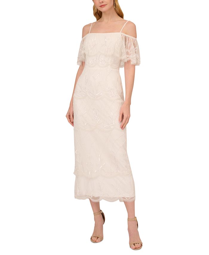 Adrianna Papell Women's Embellished Ruffled Dress - Macy's