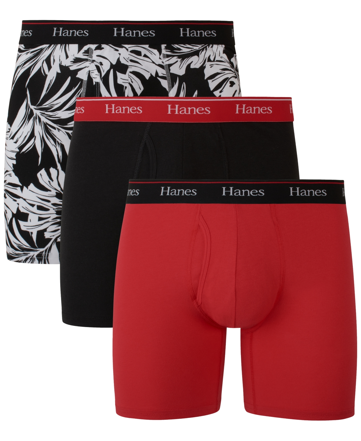 Hanes Mens Comfort Flex Fit Boxer Briefs Sport Mesh Underwear (3 Pk)  Black/Gray