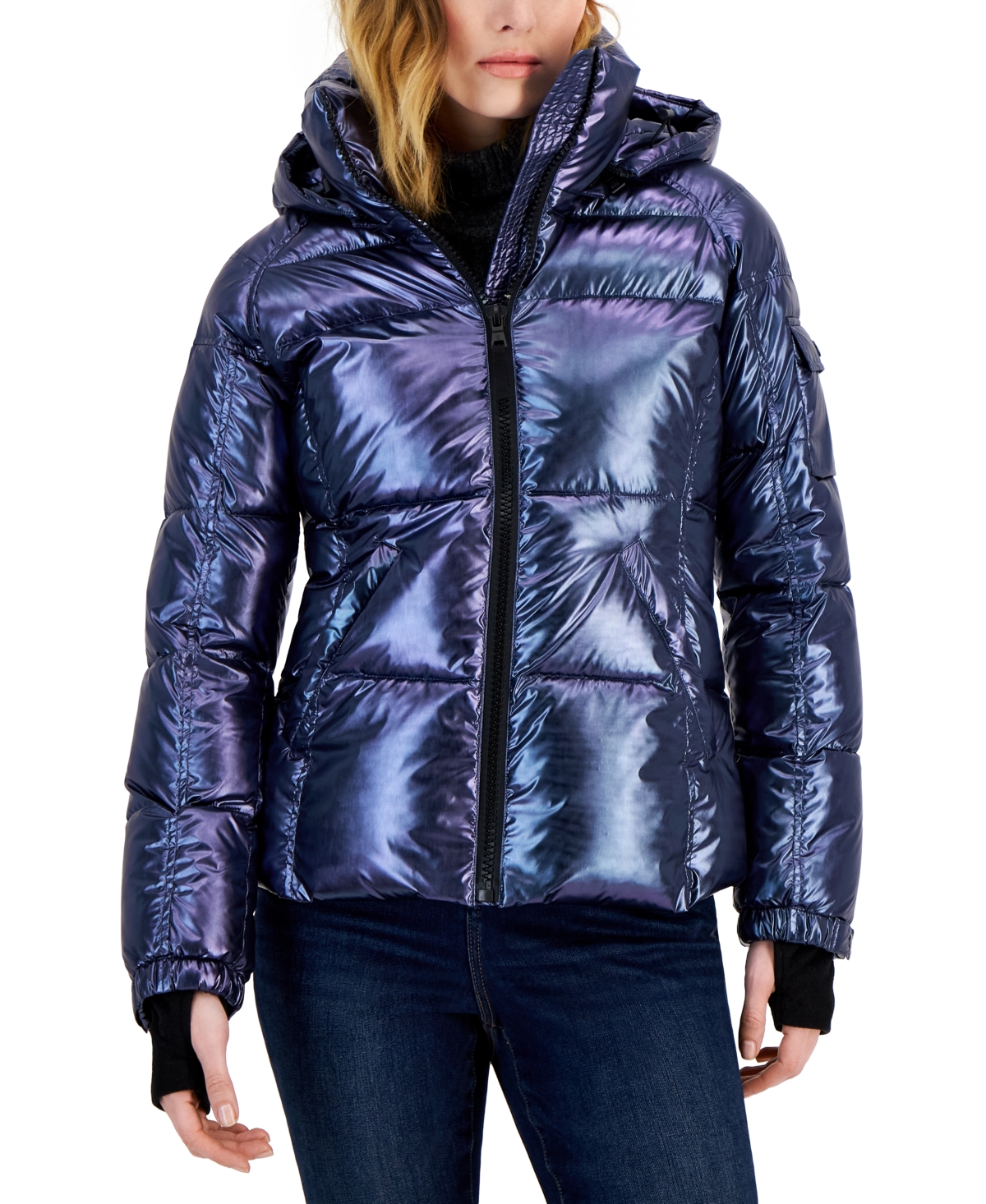S13 Women's Kylie Hooded Thumbhole-cuff Puffer Coat In Space | ModeSens