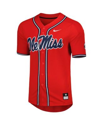 Men's Red Ole Miss Rebels Full-Button Replica Baseball Jersey