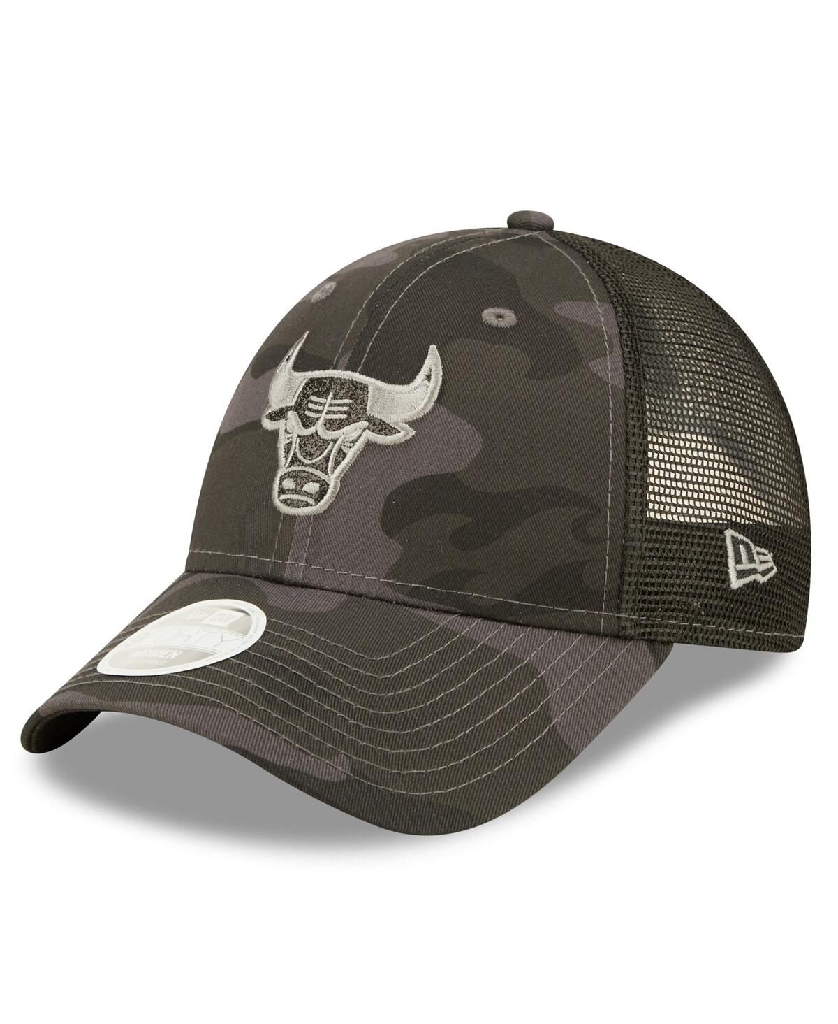 Shop New Era Women's  Charcoal Chicago Bulls Camo Glam 9forty Trucker Snapback Hat