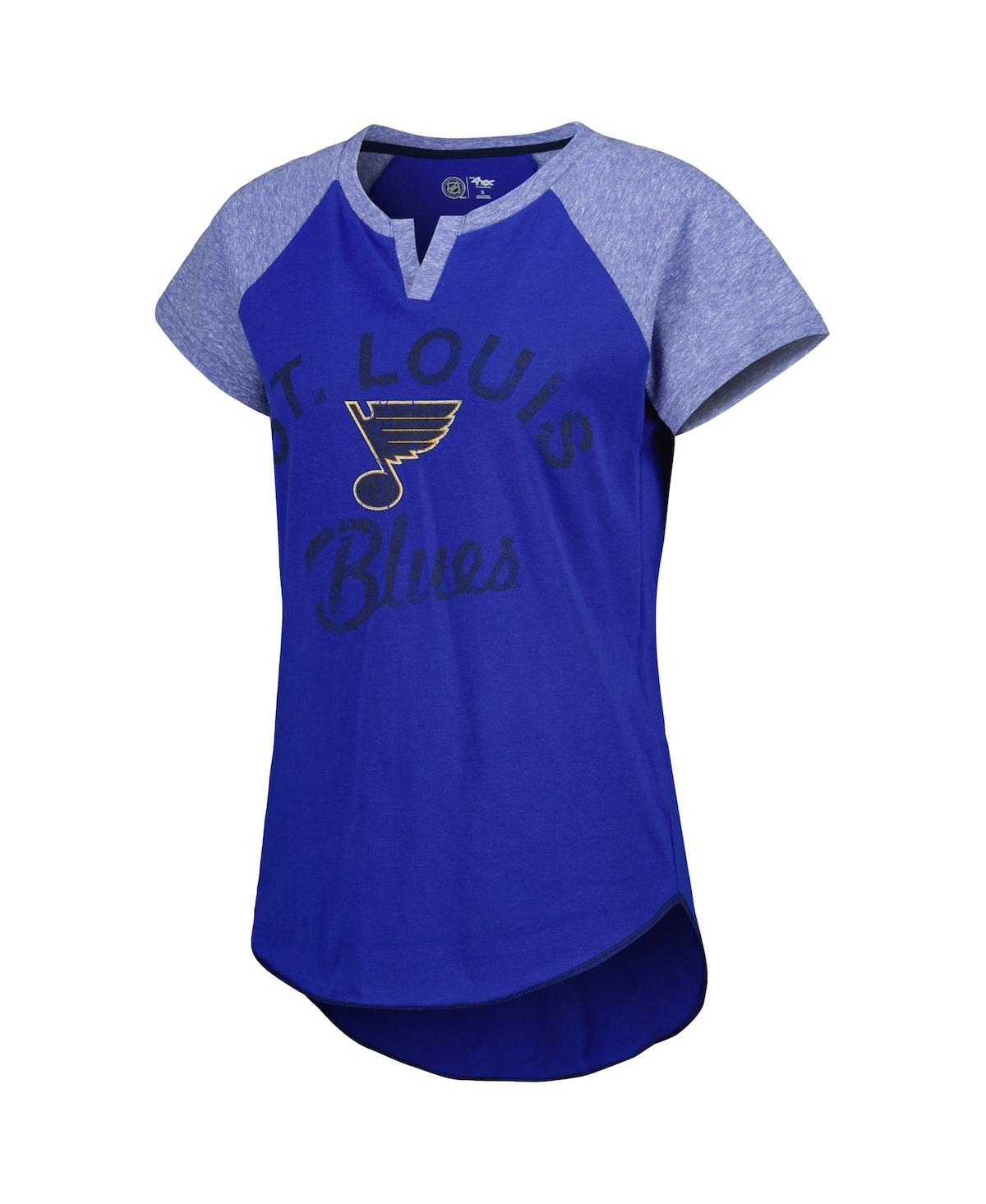 Shop Starter Women's  Blue St. Louis Blues Grand Slam Raglan Notch Neck T-shirt