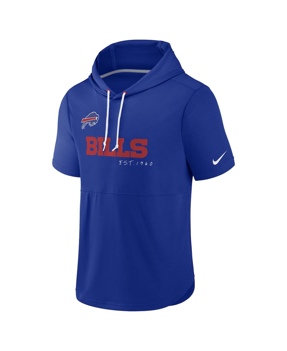 Shop Nike Men's  Royal Buffalo Bills Short Sleeve Pullover Hoodie