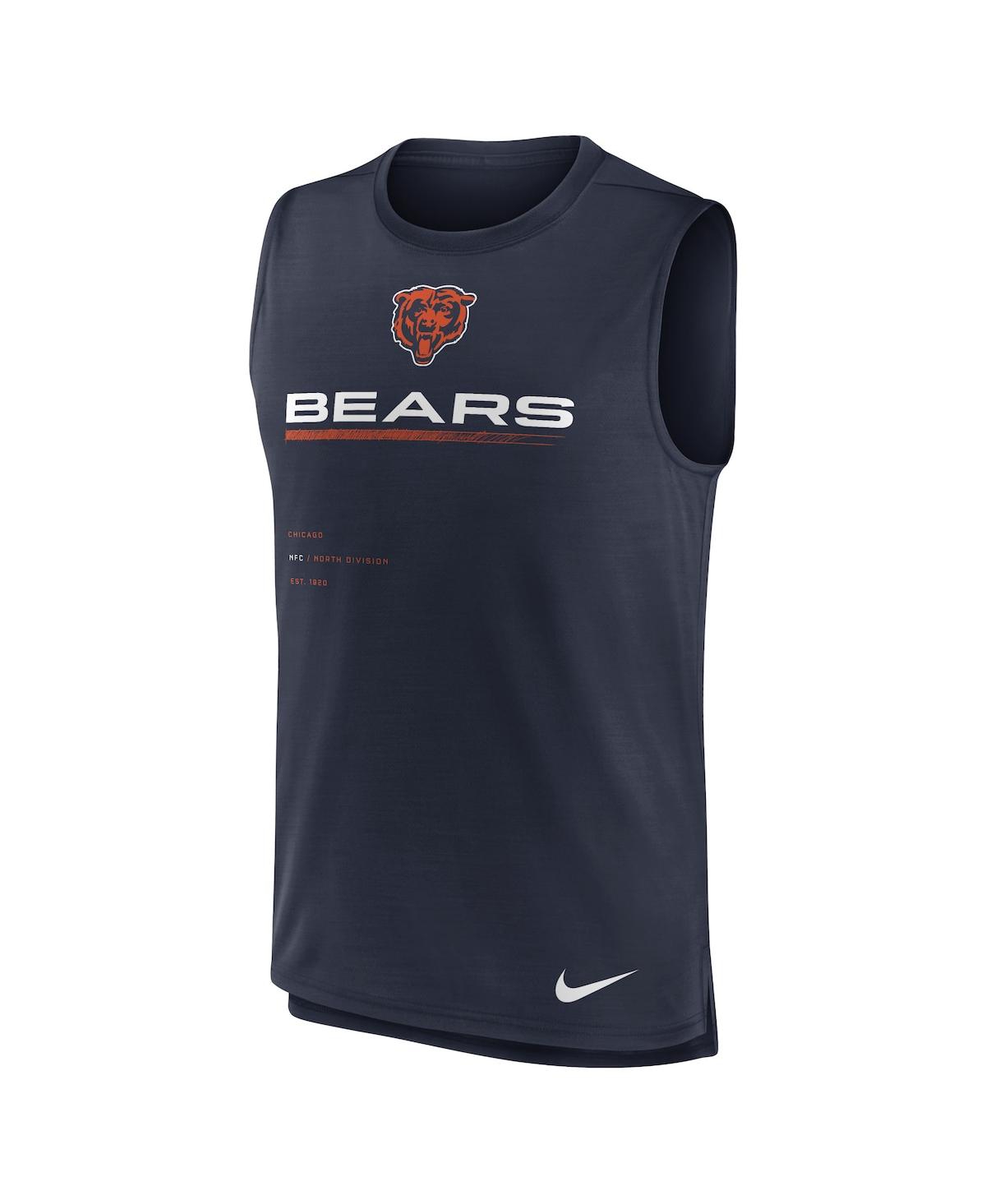 Shop Nike Men's  Navy Chicago Bears Muscle Trainer Tank Top